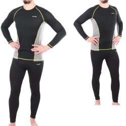 Herren Funktionsunterwäsche Kamo Hi-Tec Ski Unterwäsche Schwarz Grau BLACK/GREY