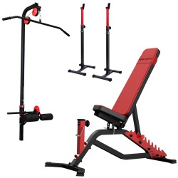 beidseitig verstellbare Hantelbank mit der freistehenden Hantelablage +Curlpult +Latzugstation von Marbo-Sport MS-Z118