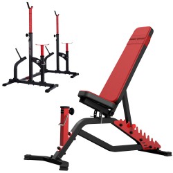 beidseitig verstellbare Hantelbank mit der Hantelablage von Marbo-Sport MS-Z121 Set