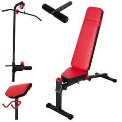 Hantelbank mit freistehender Hantelablage+Latzugstation,Curlpult, Beincurler und Beinhalter von Marbo-Sport MS-Z130 Set