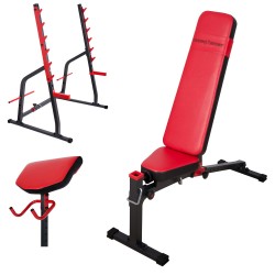 beidseitig verstellbare Hantelbank mit freistehender Hantelablage von Marbo-Sport MS-Z126 Set