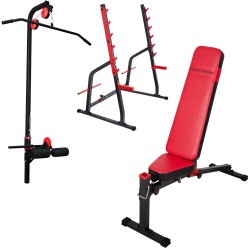 beidseitig verstellbare Hantelbank mit freistehender Hantelablage von Marbo-Sport MS-Z126 Set