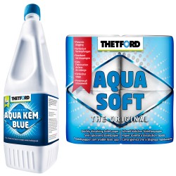 Sanitärflüssigkeit + Toilettenpapier Thetford 2 L Aqua Kem Blue + Aqua Soft