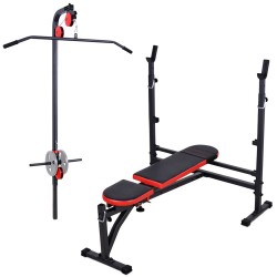Hantelbank MH-Z138 Marbo-Sport mit Latzugturm Hantelablage