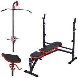 Trainingsbank MH-Z139 Marbo-Sport mit Hantelablage Latzugturm Curlpult