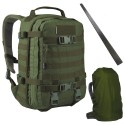 Komplettset Wisport Wanderrucksack Sparrow II 30 L Khaki mit Regehulle und Glasfiber-Gestell