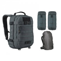 Taktischer Wanderrucksack Sparrow II 20L Graphite mit zwei Taschen und Regenhülle Wisport