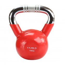 Kugelhantel Kettlebell 10 kg KTC10 mit Vinyl-Bezug und verchromtem Griff HMS