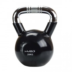 Kugelhantel Kettlebell 20 kg mit Vinyl-Bezug und verchromtem Griff HMS