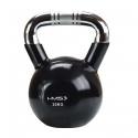 Kugelhantel Kettlebell 20 kg mit Vinyl-Bezug und verchromtem Griff HMS