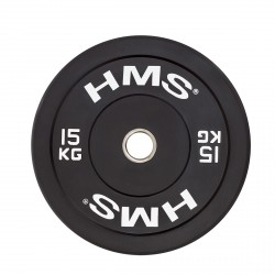 Olympische Gewichtscheibe mit Gummi-Bezug Black Bumper BBR15 15 kg HMS