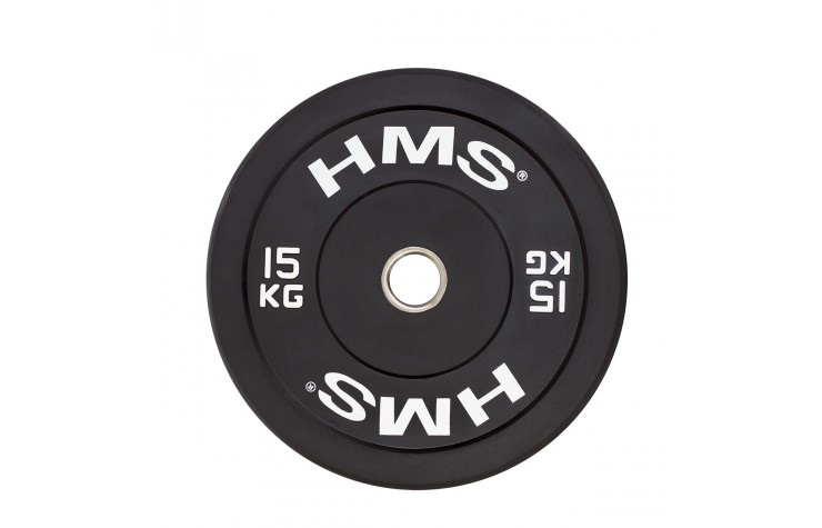 Olympische Gewichtscheibe mti Gummi-Bezug Black Bumper BBR15 15 kg HMS